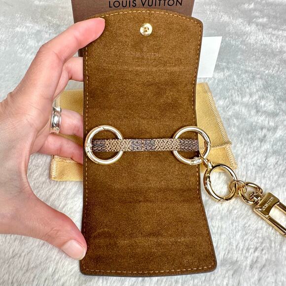 Louis Vuitton Damier Ebene Key holder Fob holder keychain or cufflinks case NICE - Picture 7 of 16